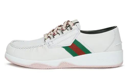 Gucci Leather Web Lace Up Low 'White'