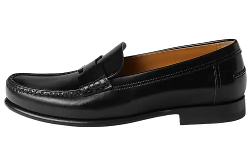 HERMES Kennedy Leather Loafers Women's Black