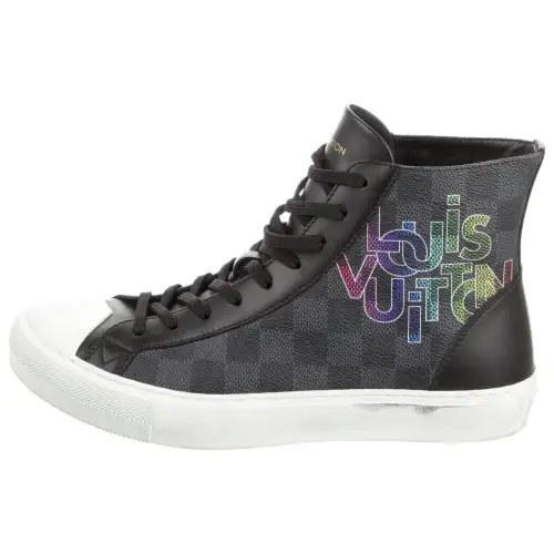 LOUIS VUITTON Tattoo Damier Graphite Canvas Stylish Skateboarding Shoes Men's Gray Black