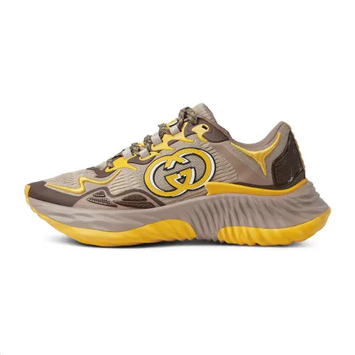 GUCCI Ripple Mesh Low top Casual Shoes Men's Beige Yellow