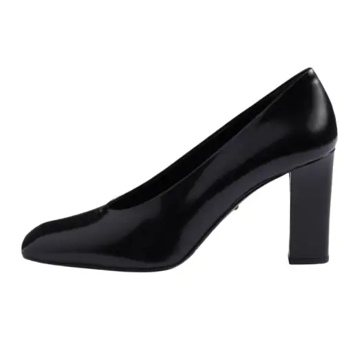 PRADA Leather Chunky Heel High Heels 8.5cm Women's Black