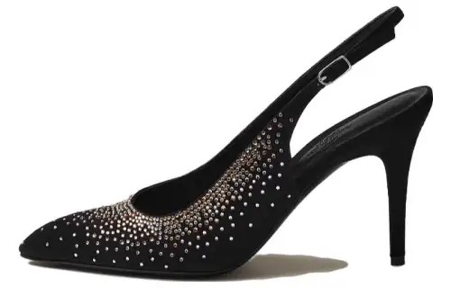 HERMES Festive Slim Heel High Heels Women's Black