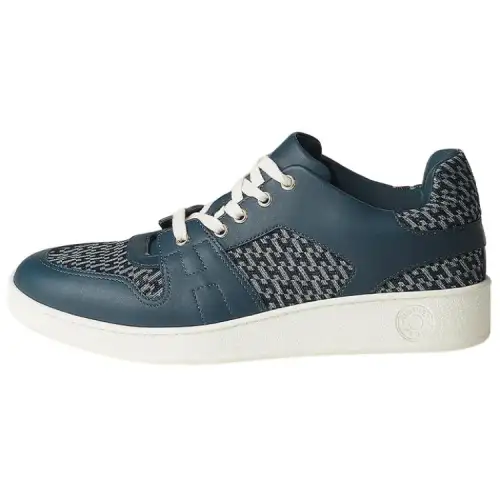 HERMES Denim, Leather Low top Stylish Skateboarding Shoes Men's Blue