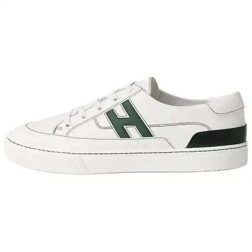 HERMES Deep Cow Leather Low top Skateboard Shoes Men's White