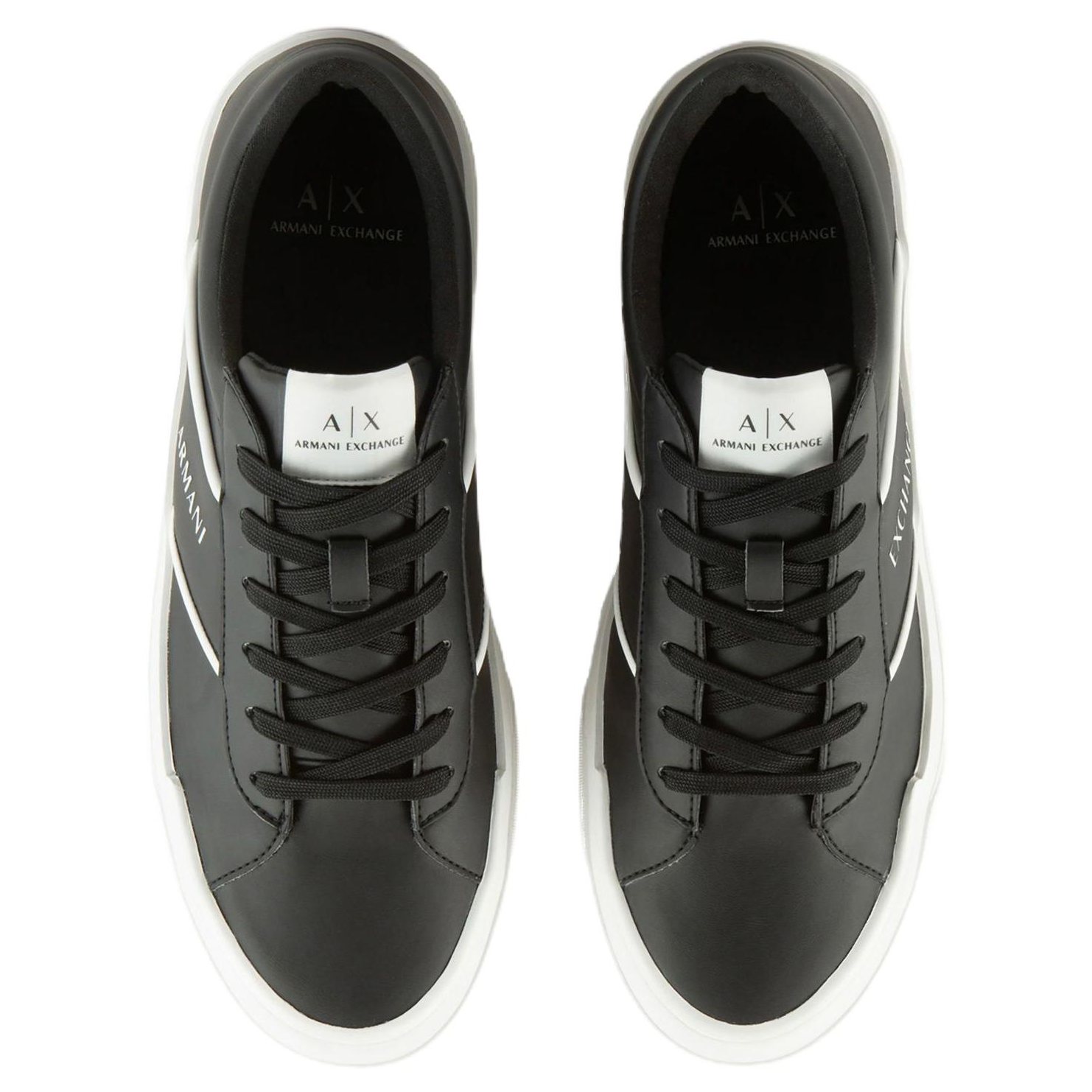 ARMANI EXCHANGEAE Leather Low top Skateboard Shoes Men's Black