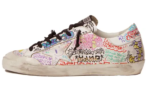Golden Goose Super Star Fabric Stylish Skateboarding Shoes Women's White Red Black
