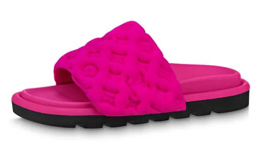 LOUIS VUITTON Slide Slippers Women's Rose Red