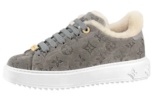 LOUIS VUITTON Time Out Low top Stylish Skateboarding Shoes Women's Gray
