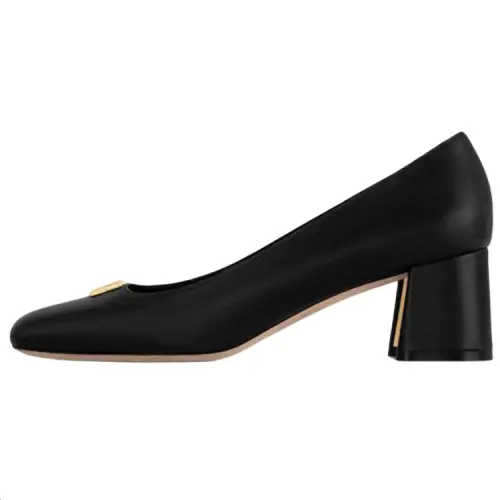 LOUIS VUITTON Swing Sheepskin Block Heel High Heels 5.5cm Women's Black