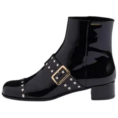 PRADA Leather Ankle Boots 3.5cm Women's Black