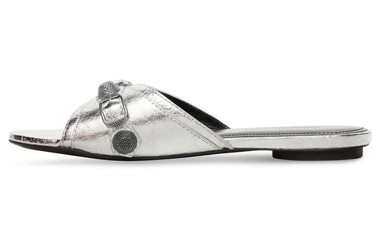 Balenciaga Cagole Slide Slippers Women's Silver
