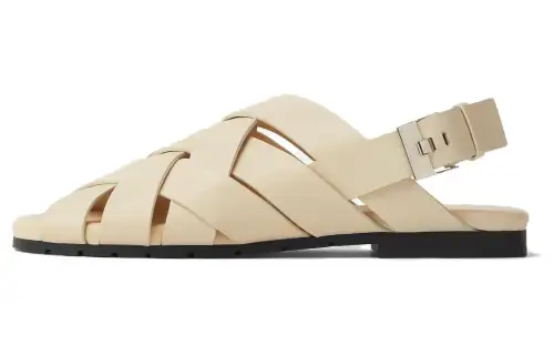 Bottega Veneta Alfie Leather One Strap Sandals Men's Beige
