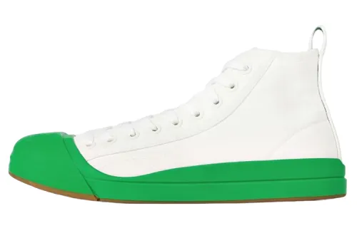 Bottega Veneta Vulcan Mid top Stylish Skateboarding Shoes Women's White Green