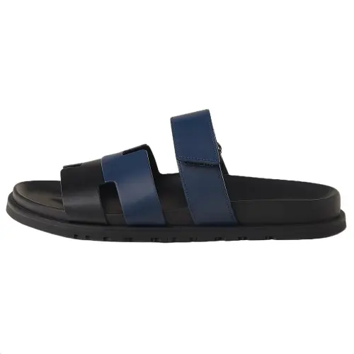 HERMES Chypre Slide Slippers Men's Blue Black