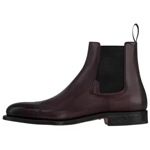 LOUIS VUITTON Varenne Cow Leather Short Chelsea Boots Men's Burgundy