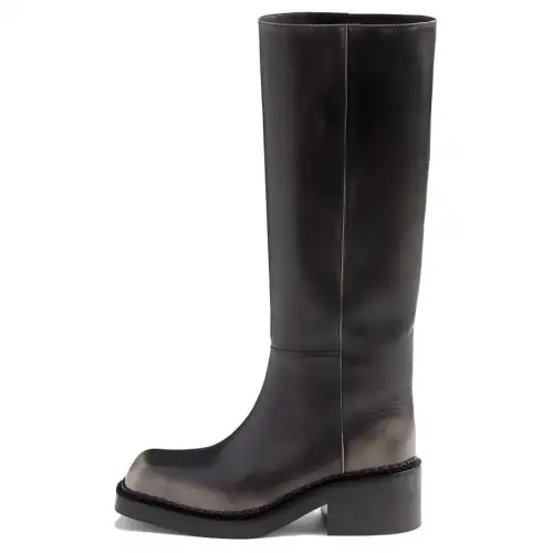 PRADA Leather Knee high Boots 5.5cm Women's Black