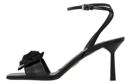 PRADA Leather Casual One Strap Sandals Women's Black
