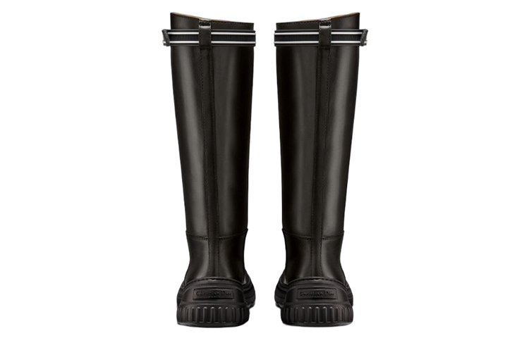 DIOR D Racer Leather Knee high Boots Women's Black