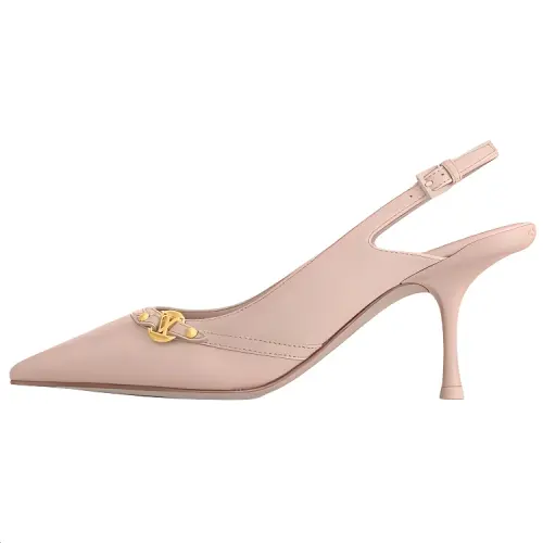 LOUIS VUITTON 6AM Sheepskin Slim Heel High Heels 5.5cm Women's Pink