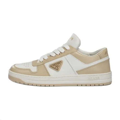 PRADA Downtown Leather Low top Skateboard Shoes Women's Ecru