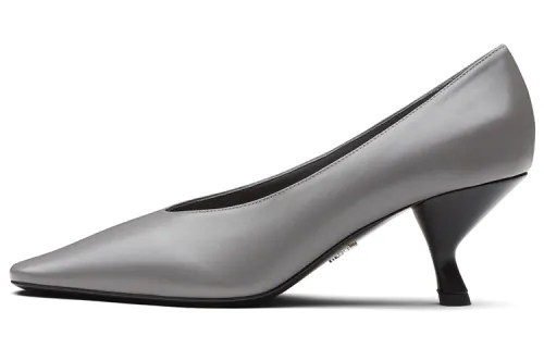PRADA Leather Irregular Heel High Heels Women's Silver