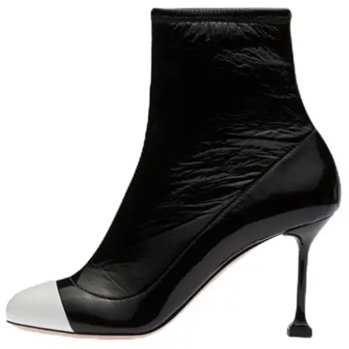 MIU MIU Patent Leather Ankle Boots 8.5cm Women's Black