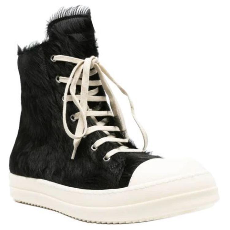 RICK OWENS/RO Cow Leather High top Skateboard Shoes Men's Black