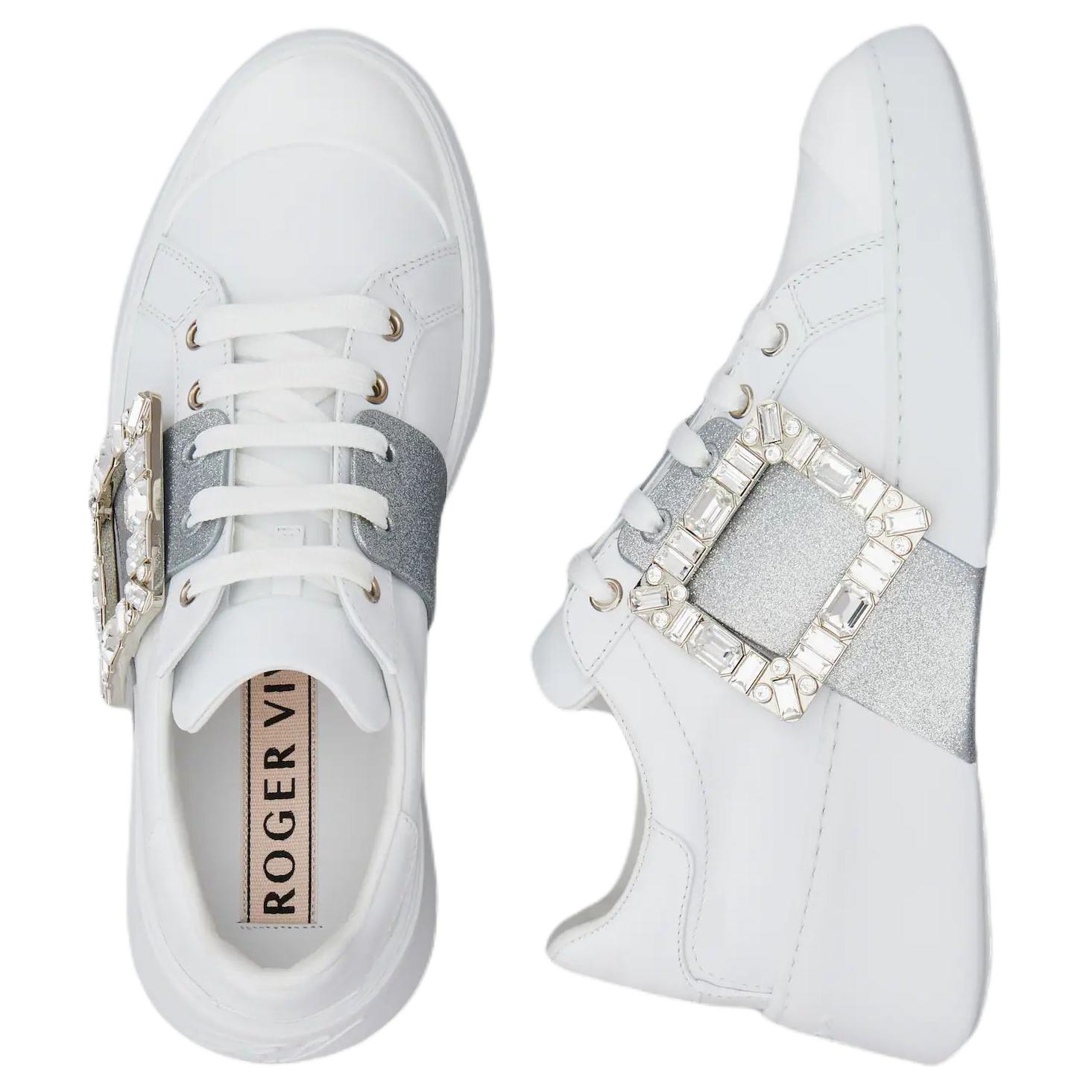 Roger Vivier Viv' Skate Glitter Embellished Buckle Sneakers Women's