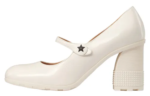 DIOR D Doll Leather Block Heel High Heels 7.5cm Women's White