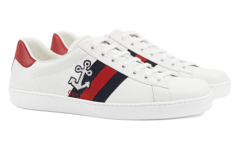 Мужские кеды Gucci ACE (бело-красные) — фото 2