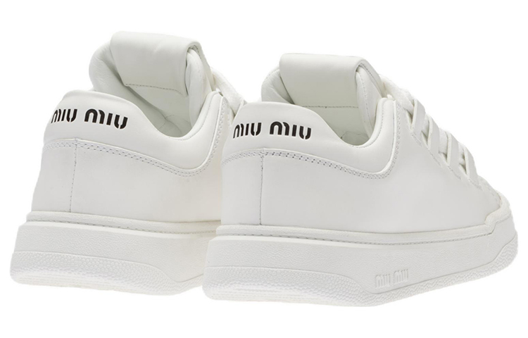 MIU MIU Leather Low top Stylish Skateboarding Shoes Women's White