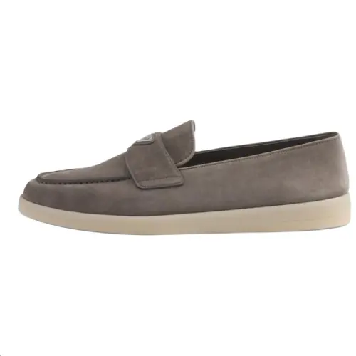 PRADA Suede Loafers Men's Lime Gray