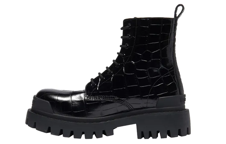 Balenciaga Strike Combat Boots Black Women's