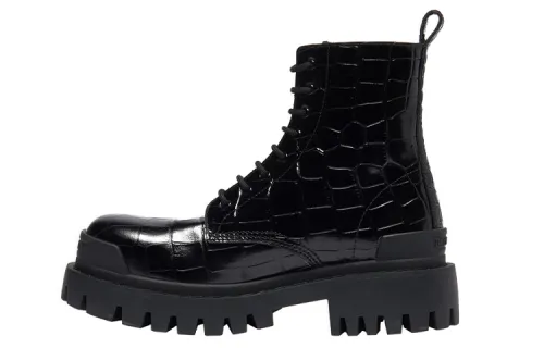 Balenciaga Strike Combat Boots Black Women's