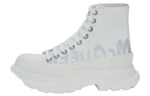 Alexander McQueen Tread Slick Boot Graffiti White Silver Women's