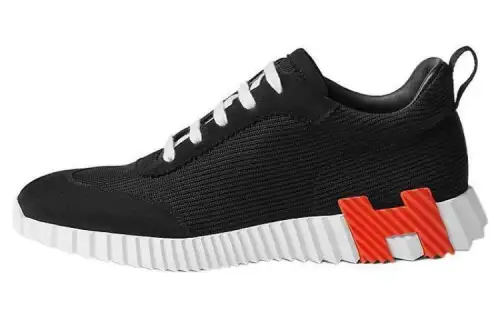 HERMES Bouncing Mesh Low top Casual Shoes Men's Black