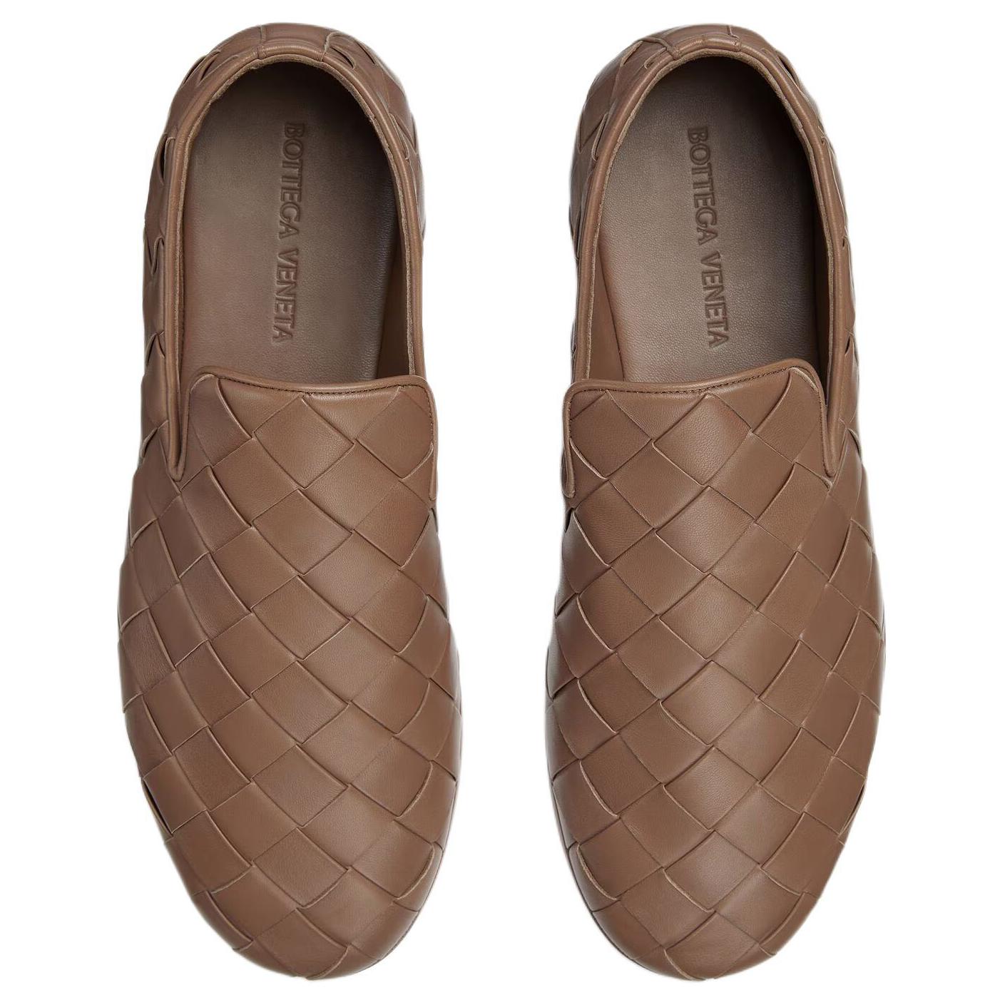 Мужские слипоны Bottega Veneta Intrecciato Sunday (коричневые) — фото 4