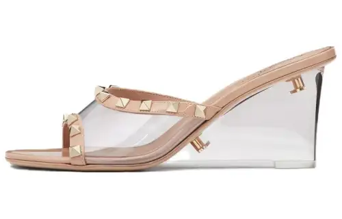 Valentino Rockstud Quick Dry Quick Dry Slide Slippers Women's Light Pink