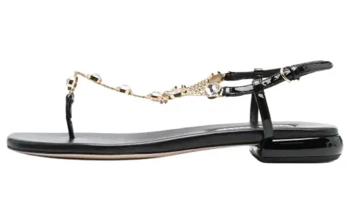 MIU MIU Leather One Strap Sandals Women's Black
