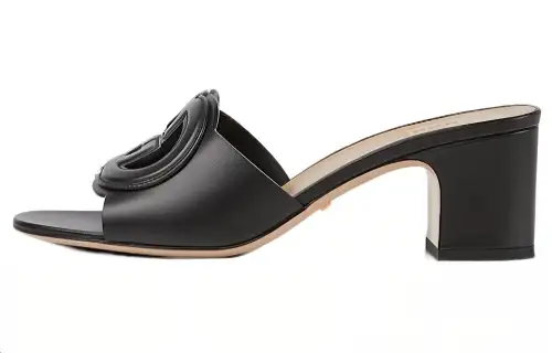 GUCCI Interlocking Quiet Slide Slippers Women's Black