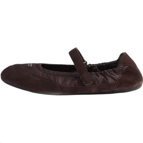 PRADA Re Nylon Collapse Flat Mary Jane Shoes Women's Brown