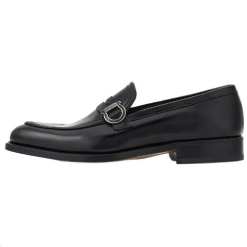 FERRAGAMO GANCINI calfskin, round toe, formal leather shoes, men's black