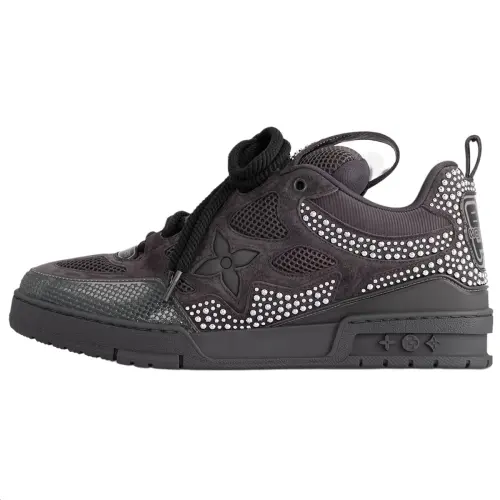 LOUIS VUITTON Skate Leather Low top Skateboard Shoes Men's Gray