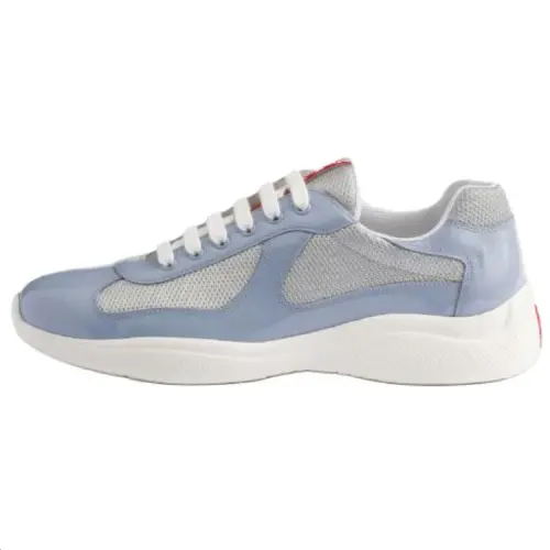 PRADA America's Cup Patent Leather Calfskin Low top Casual Shoes Men's Starry Blue