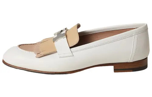 HERMES ROYAL Leather Loafers Women's White