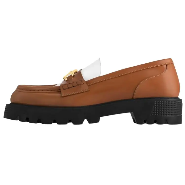 LOUIS VUITTON District Cow Leather Loafers 5CM Women's Brown