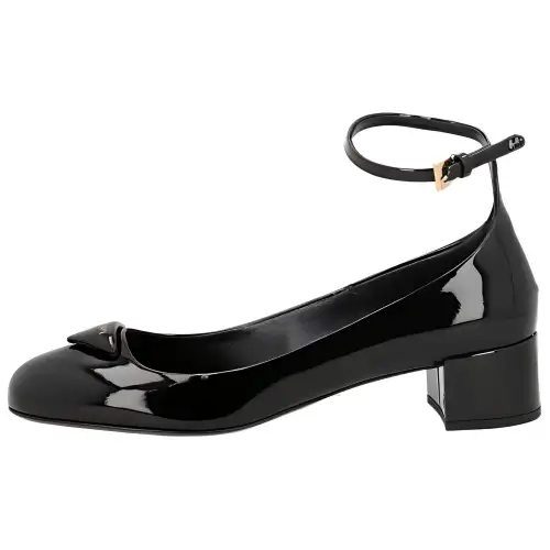 PRADA Leather Chunky Heel High Heels Women's Black