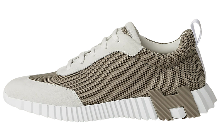 HERMES Bouncing Fabric Low top Sports Casual Shoes Men's Elephant Gray