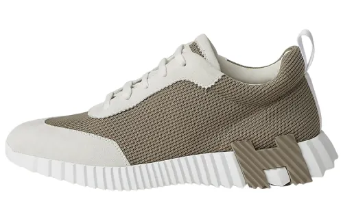 HERMES Bouncing Fabric Low top Sports Casual Shoes Men's Elephant Gray