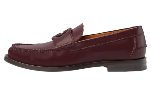 GUCCI Interlocking Leather Men's Casual Shoes Men's Burgundy